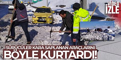 Kuzey Marmara Otoyolu'nda bıraktıkları araçlarını kazma kürekle kurtardılar