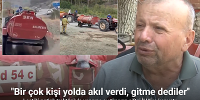 Lastiği patlak traktörüyle yangına su taşıyan çiftçi İHA’ya konuştu