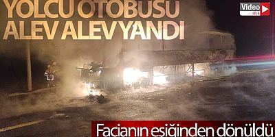 Lastiği patlayan otobüs alev alev yandı, facianın eşiğinden dönüldü