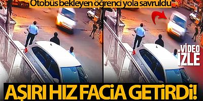 Maltepe'de aşırı hız dehşeti: Otobüs bekleyen öğrenci yola savruldu