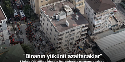 Maltepe’de çöken binanın üst katlarının yıkımına başlandı
