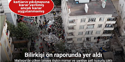 Maltepe’de çöken binaya ilişkin bilirkişi raporunda mimar ve şantiye şefi kusurlu çıktı