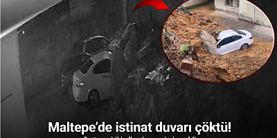 Maltepe’de istinat duvarı park halindeki 3 otomobilin üzerine çöktü
