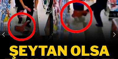 Market ortasında küçük çocuğu tekme tokat acımasızca dövdü