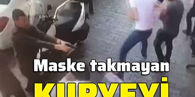 Maske takmayan kuryeyi vurdu!
