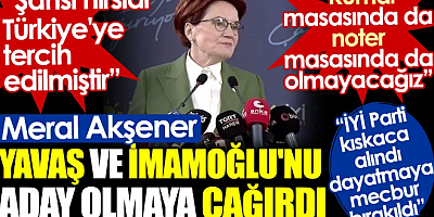 Meral Akşener Yavaş ve İmamoğlu'nu aday olmaya çağırdı