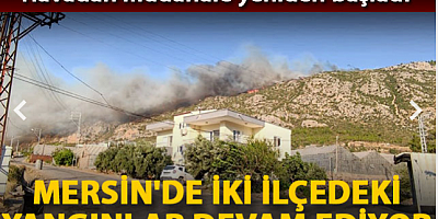 Mersin'de iki ilçedeki yangınlar devam ediyor; havadan müdahale yeniden başladı