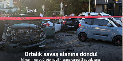 Mikserin çarptığı otomobil 4 araca çarptı: 2 çocuk yaralı