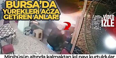 Minibüsün altında kalmaktan kıl payı kurtuldular