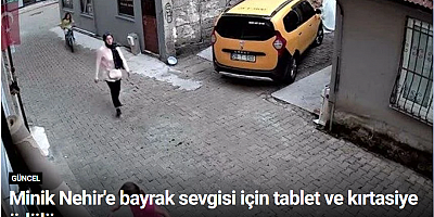 Minik Nehir'e bayrak sevgisi için tablet ve kırtasiye ödülü