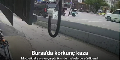 Motosiklet yayaya çarptı, ikisi de metrelerce sürüklendi; O anlar kamerada