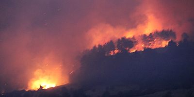 Muğla-Denizli sınırındaki yangını söndürme çalışmaları sürüyor