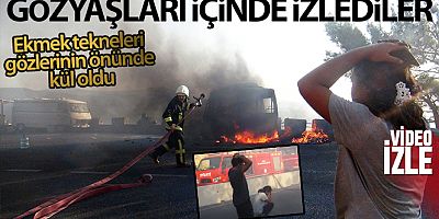 Muğla Sakartepe rampasında park halindeki minibüs alev alev yandı