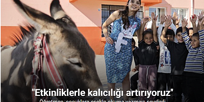 Öğretmen, çocuklara eşekle okuma yazmayı sevdirdi