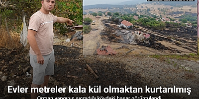 Orman yangının sıçradığı köydeki hasar görüntülendi: Evler metreler kala kül olmaktan kurtarılmış
