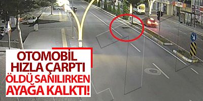 Otomobil hızla çarptı, öldü sanılırken şaşırtan görüntüler yaşandı