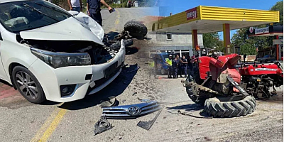 Otomobil ile traktör çarpıştı: 4 yaralı