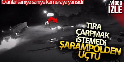 Otomobilin şarampole uçtuğu anlar kamerada