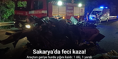 Otoyolda feci kaza, araçtan geriye hurda yığını kaldı: 1 ölü, 1 yaralı