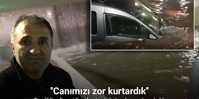 Pendik’te alt geçidi su bastı, sürücü ve kızı mahsur kaldı