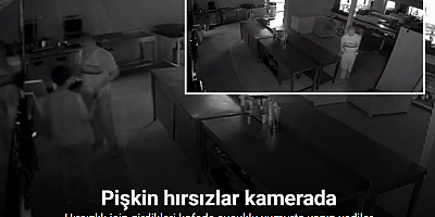 Pişkin hırsızlar kamerada: Hırsızlık için girdikleri kafede sucuklu yumurta yapıp yediler