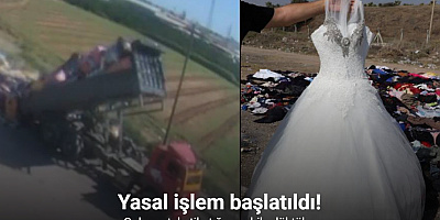 Sahile tonlarca tekstil atığının dökülme anı kamerada: Araç ve firma tespit edildi