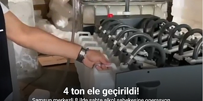 Samsun merkezli 8 ilde sahte alkol şebekesine operasyon: 4 ton etil ve metil alkol ele geçirildi