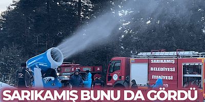 Sarıkamış'ta pistlere suni karlama yapılıyor