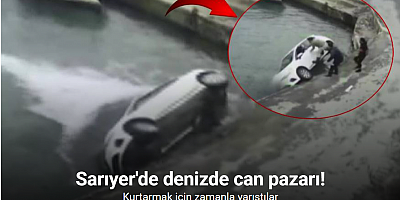 Sarıyer’de otomobil denize düştü: Sürücüyü kurtarmak için denize atlayarak yardıma geldi