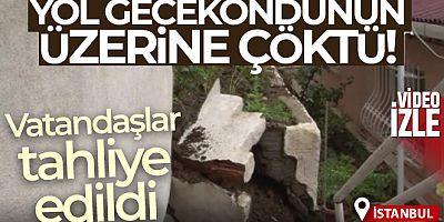 Sarıyer'de yol gecekondunun üzerine çöktü