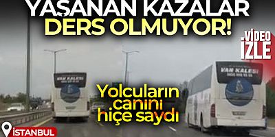 Şehirler arası otobüsün hızla gittiği anlar cep telefonu kamerasına yansıdı
