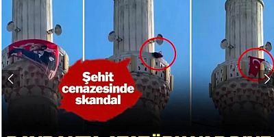 Şehit cenazesinde skandal! Bayrakta Atatürk var diye minareden kaldırdılar