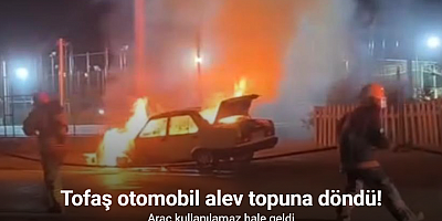 Seyir halindeki Tofaş otomobil alev topuna döndü
