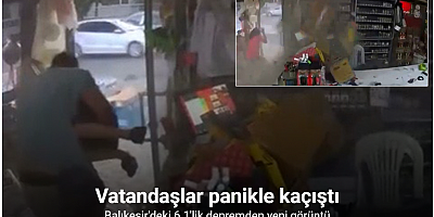 Sındırgı’da deprem anı market kamerasına yansıdı