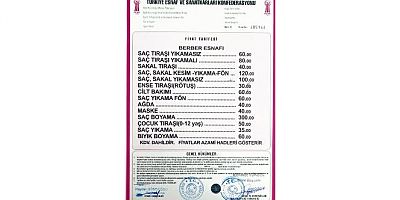 Sinop'ta berber tarifesi yenilendi: Saç-sakal 100-120 TL