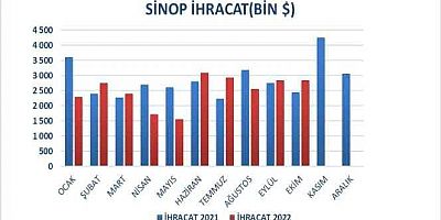 Sinop'un dış ticareti yüzde 16 arttı