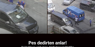 Sokak ortasında kavgaya tutuştan sürücüler, ambulansa yol vermedi