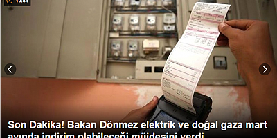 SON DAKİKA Bakan Dönmez elektrik ve doğal gaza mart ayında indirim olabileceği müjdesini verdi