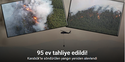 Söndürülen yangın yeniden alevlendi, 95 ev tahliye edildi