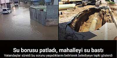 Su borusu patladı, mahalleyi su bastı