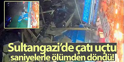 Sultangazi'de çatı uçtu, saniyelerle ölümden döndü