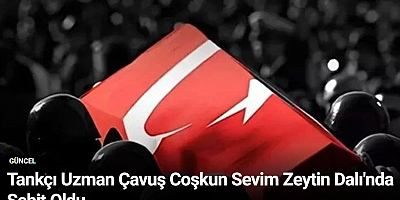 Tankçı Uzman Çavuş Coşkun Sevim Zeytin Dalı'nda Şehit Oldu