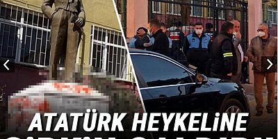 Tekirdağ'da Atatürk heykeline çirkin saldırı! Çevredekiler durumu fark etti