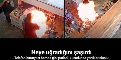 Telefon bataryası bomba gibi patladı