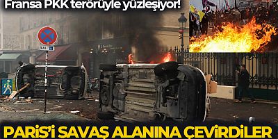 Terör örgütü PKK yandaşları Paris sokaklarını savaş alanına çevirdi