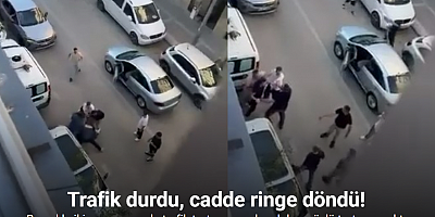Trafik durdu, cadde ringe döndü.. O anlar kamerada