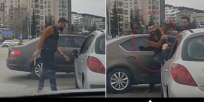 Trafikte çekiçli kavga kamerada