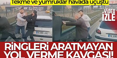 Trafikte yol verme kavgası ringleri aratmadı, o anlar kameralarda