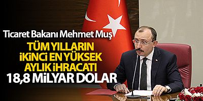 Tüm yılların ikinci en yüksek aylık ihracatı: 18,8 milyar dolar