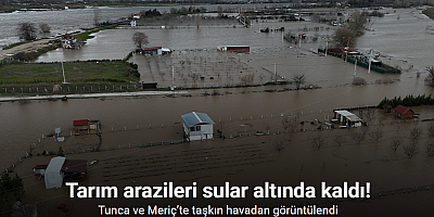 Tunca ve Meriç’te taşkın havadan görüntülendi